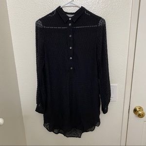 Sheer Black Equipment Long Blouse.